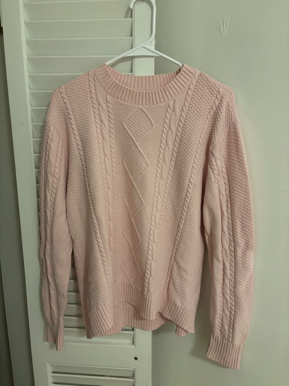 Hollister Light Pink Cable Crew Sweater